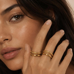 Ocean Duo Twist Ring Gold