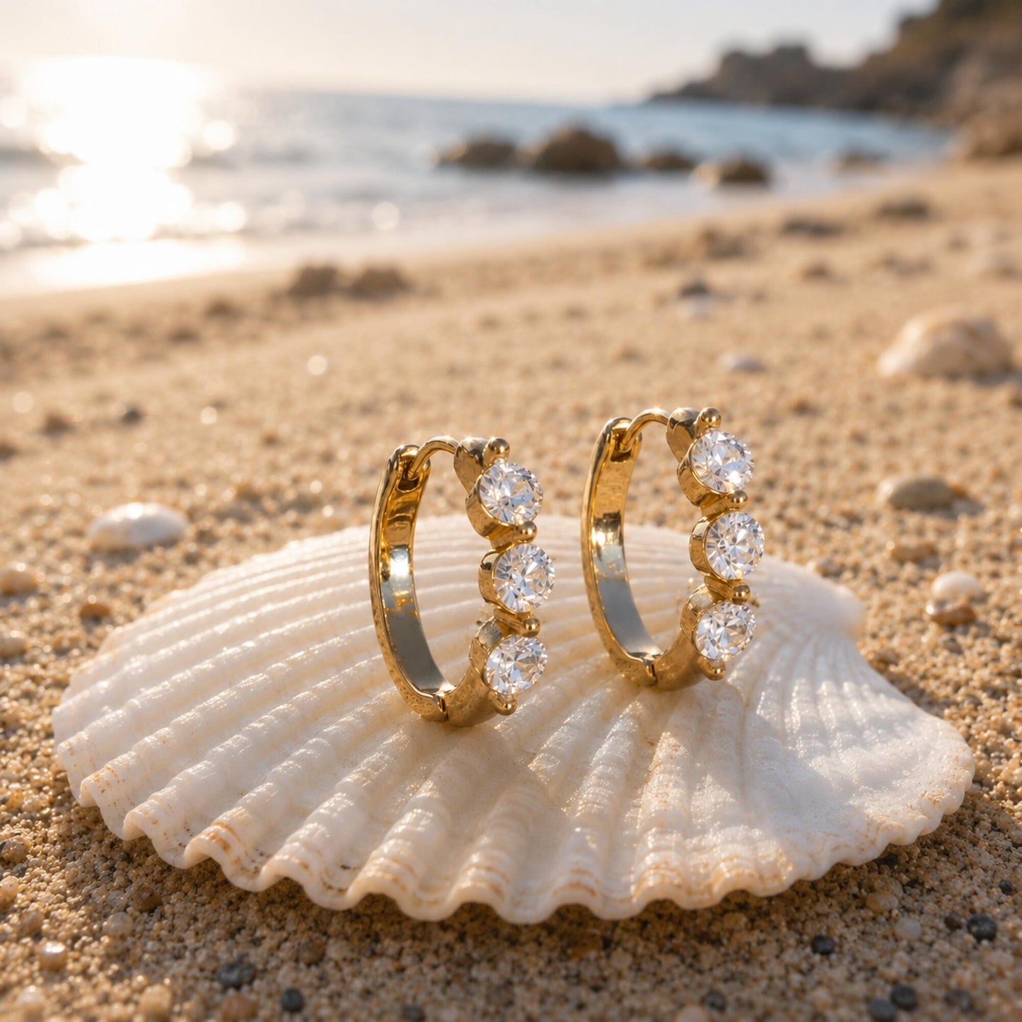 Sunray Trio Ohrringe Gold