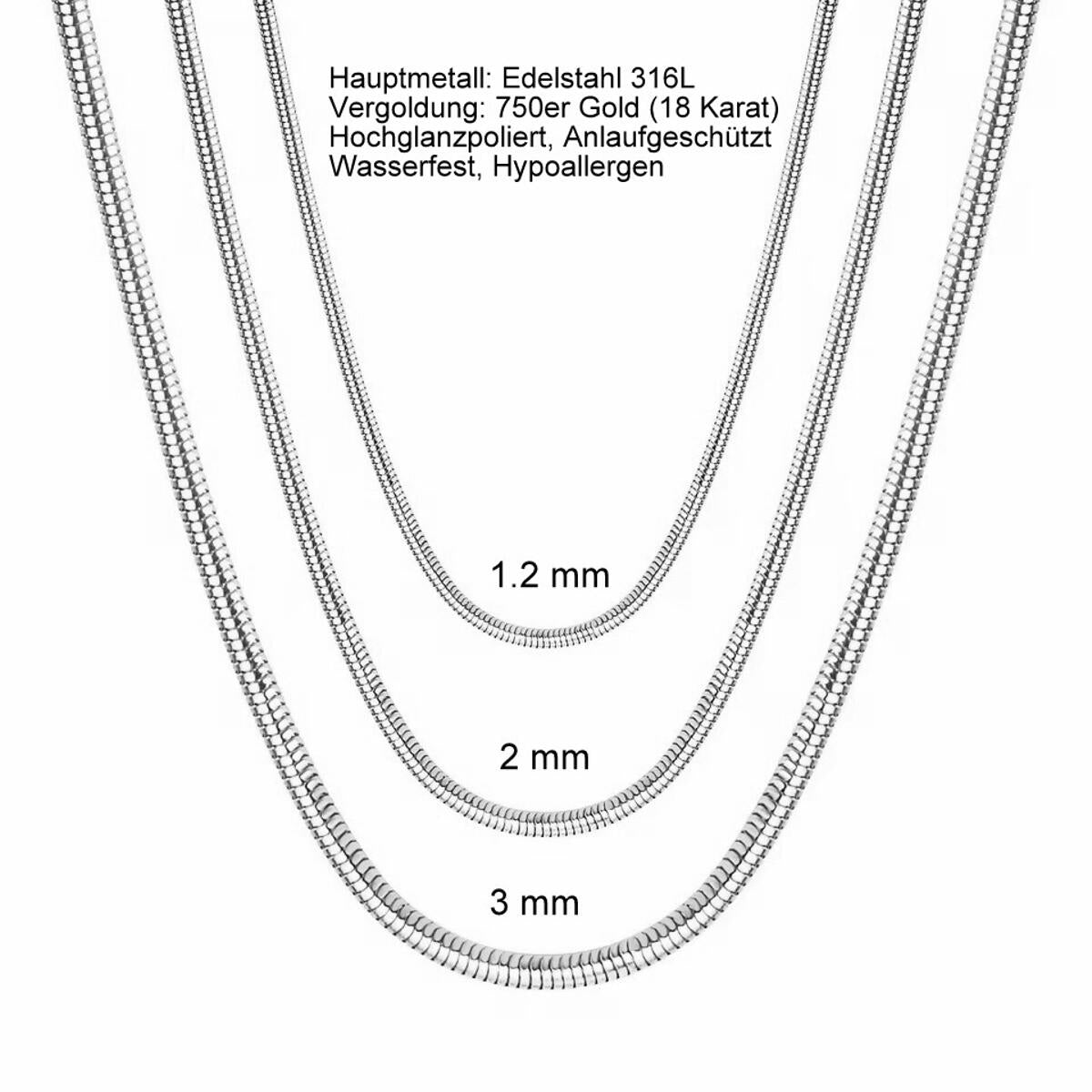 Round Snake Kette Silber K6364D