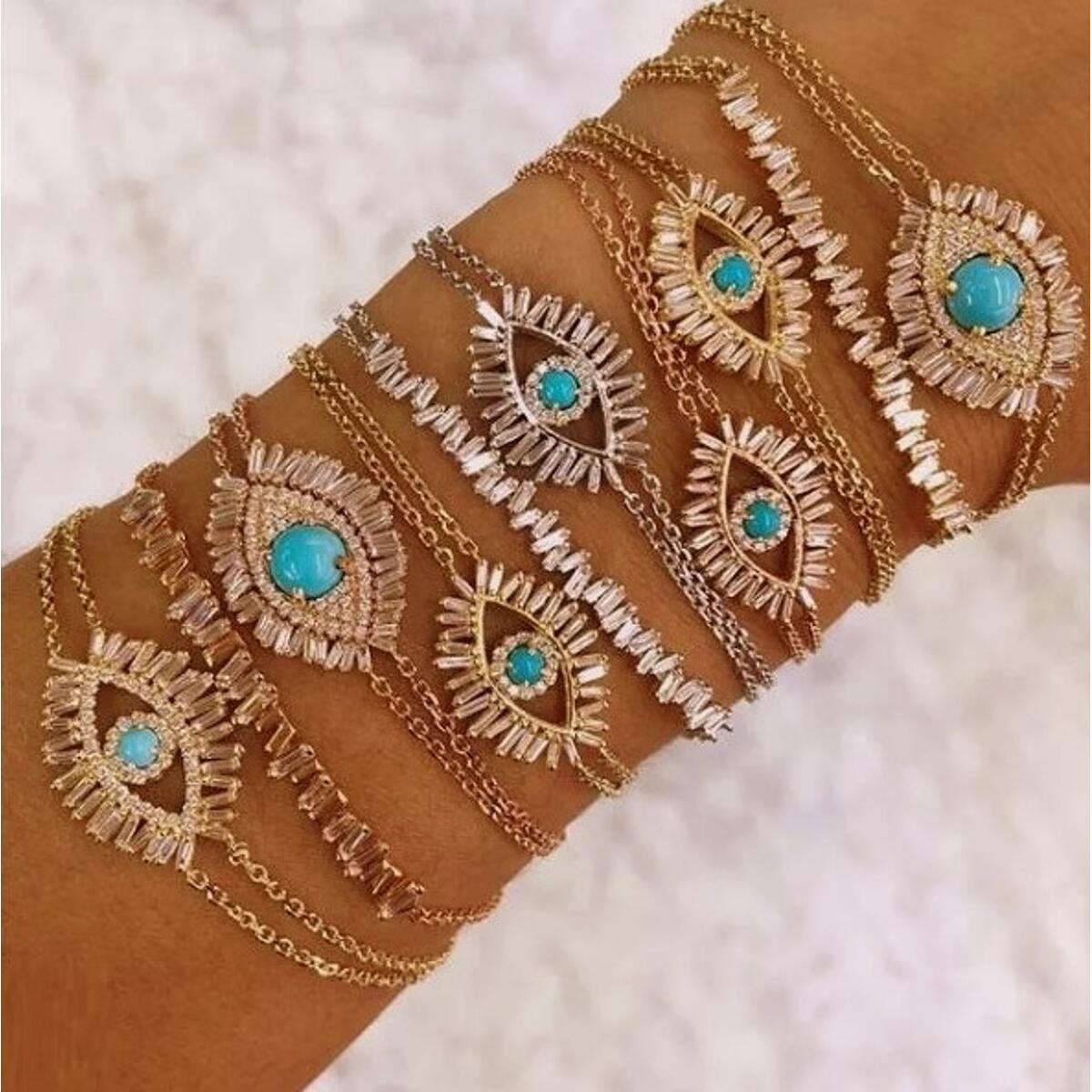Blue Eye Armband Gold B6088D