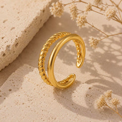 Ocean Duo Twist Ring Gold
