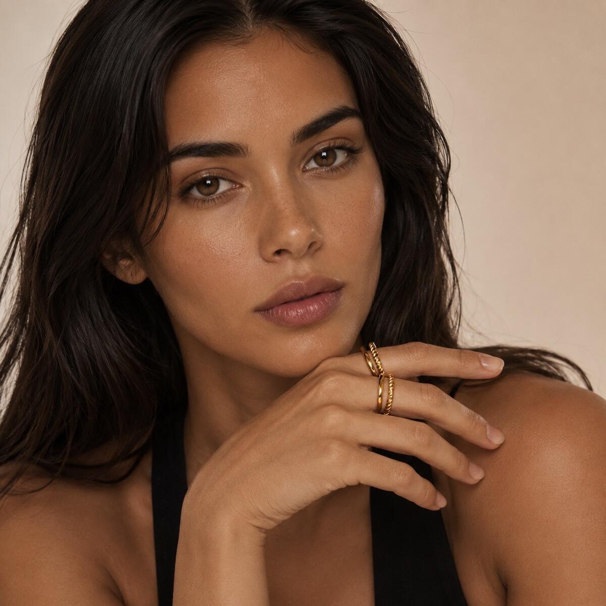 Ocean Duo Twist Ring Gold