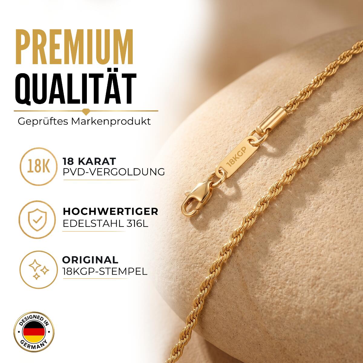 Twisted Rope Kette Gold Silber