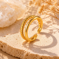 Ocean Duo Twist Ring Gold
