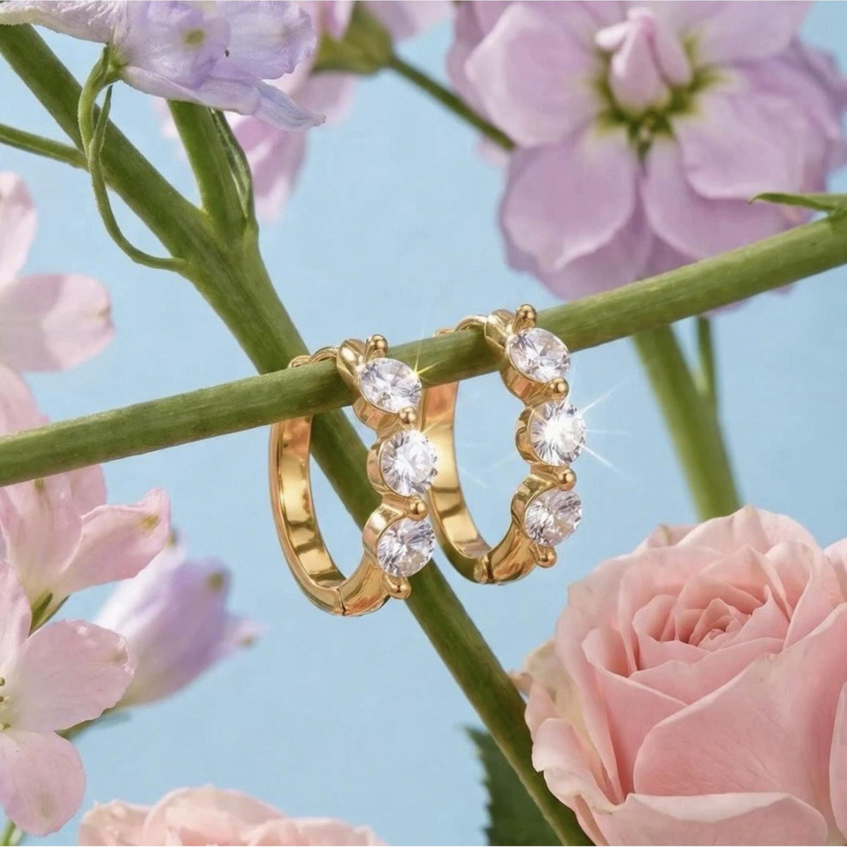 Sunray Trio Ohrringe Gold
