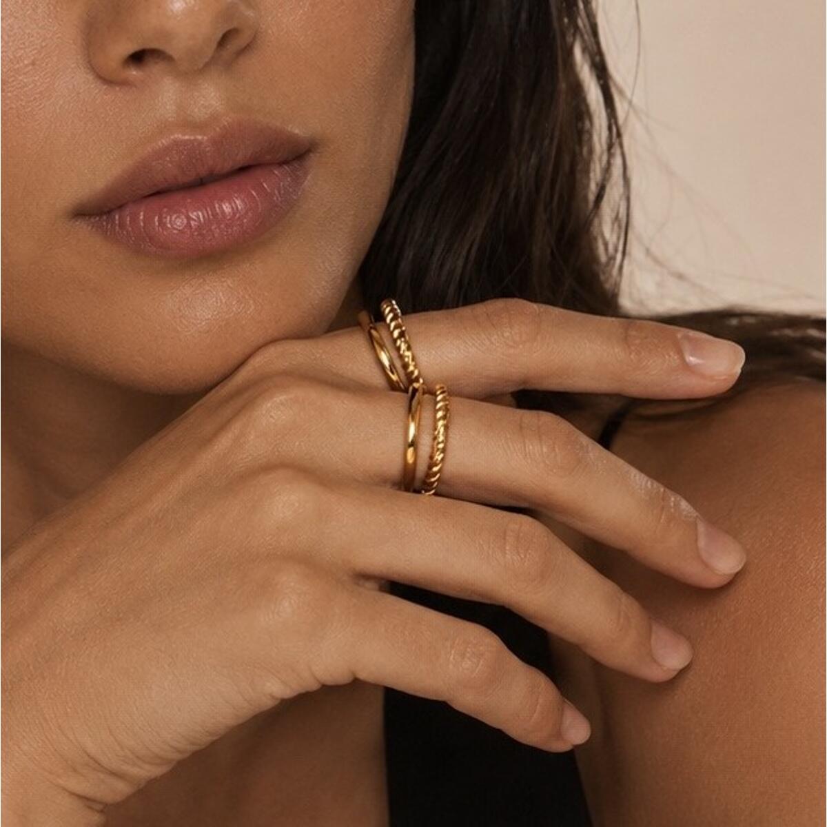 Ocean Duo Twist Ring Gold