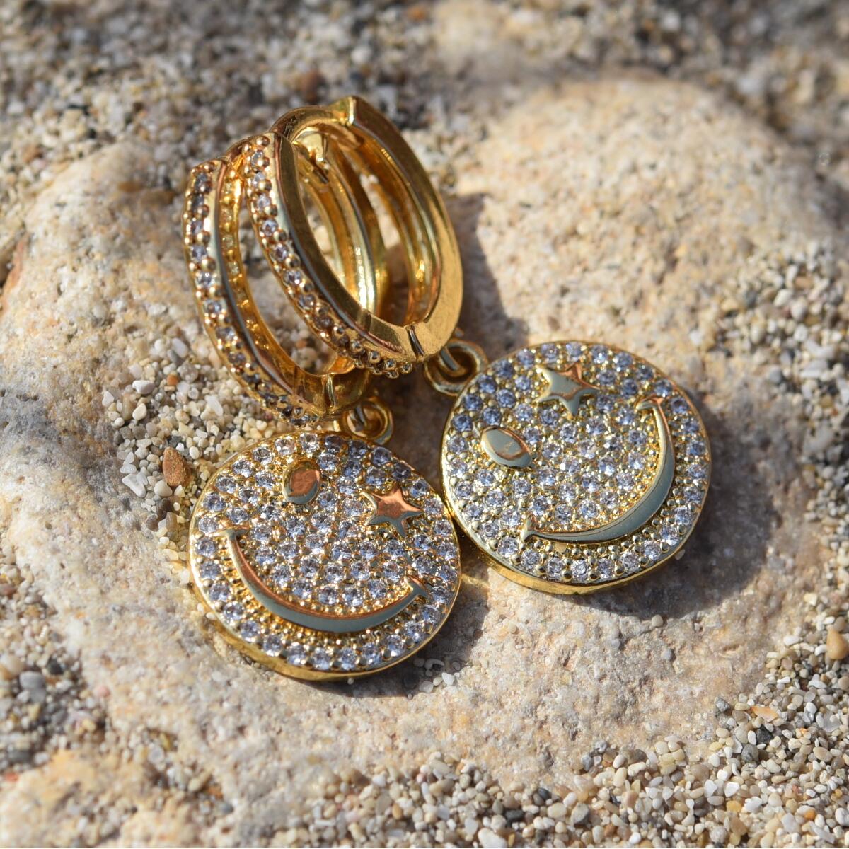 Ohrringe Smiley Gold O5620D